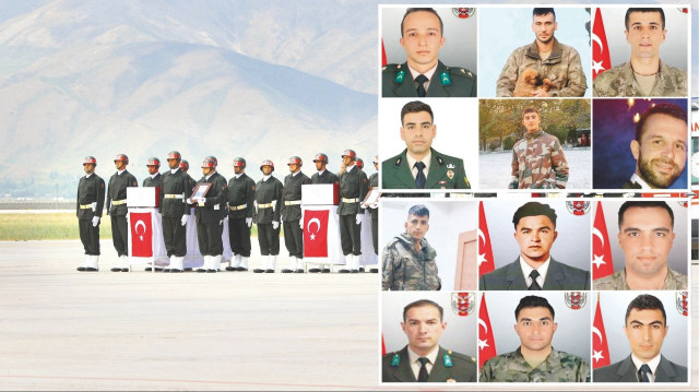 Şehit askerler Yüksekova Selahaddin Eyyubi Havalimanı’nda düzenlenen törenin ardından defnedilmek üzere memleketlerine uğurlandı.