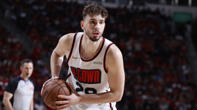 La star turque de NBA Alperen Sengun des Houston Rockets.