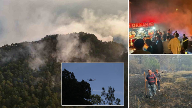 Helikopterler sabahın ilk ışıklarıyla yangını söndürmek için çalışmalarına tekrar başladı.