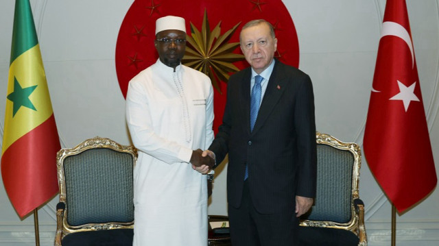 Turkish President Recep Tayyip Erdogan (R) meets with Senegalese Prime Minister Ousmane Sonko in Istanbul, Türkiye, on August 11, 2025.