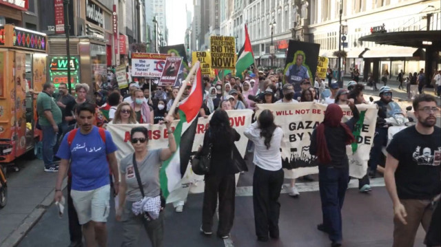 Manifestation contre les attaques israélienne et la repression des journalistes à Gaza, à New York, le 12 juillet 2025.