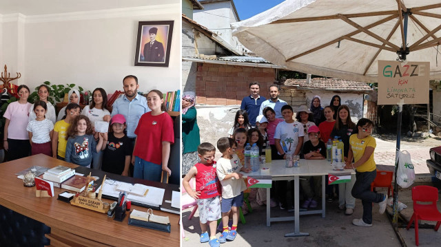 Yaz Kur'an kursu öğrencileri, pazarda limonata satarak kazandıkları 10 bin 660 lirayı Filistin'deki çocuklar için bağışladı.