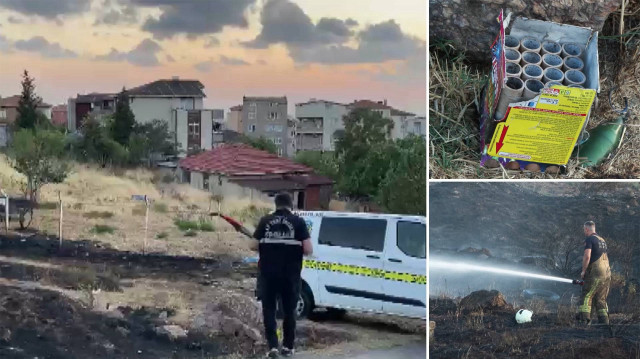 Maltepe’de otluk alanda havai fişek atan kişi yangına sebep oldu.