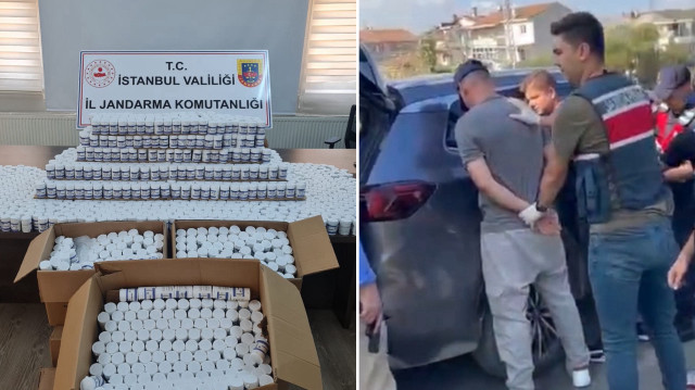 208 bin 820 adet sentetik hap, 70 bin adet extacy ve çok miktarda para ele geçirildi.