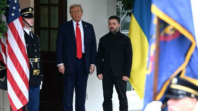 Ukrainian President Volodymyr Zelenskyy is welcomed by US President Donald Trump in Washington D.C., United States on August 18, 2025.