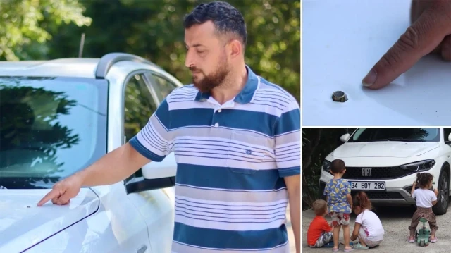 Trabzon'da yorgun mermi kaputa isabet etti: Çocuklar kıl payı kurtuldu