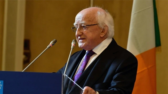 Le président de l’Irlande, Michael D. Higgins, prononce un discours à l’Institut universitaire européen de Florence, en Italie, le 10 mai 2018.