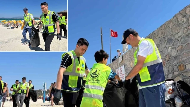 İzmir’in tüm sahillerinde İzmir Ülkü Ocakları’ndan eş zamanlı temizlik çalışması