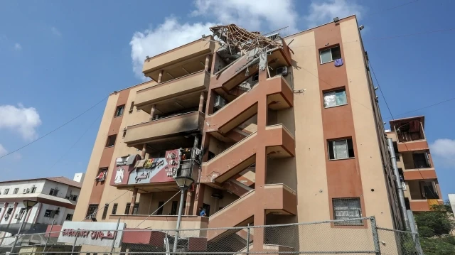 Vue de l'hopital al Nasser de Khan Younès, dans la bande de Gaza, suite à son bombardement par l'armée israélienne ayant causé la mort de 20 personnes, le 25 août 2025.