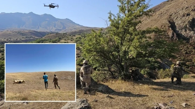 Kaybolan koyunları jandarma dronla buldu
