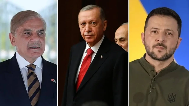 Pakistan Başbakanı Şahbaz Şerif, Cumhurbaşkanı Recep Tayyip Erdoğan, Ukrayna Devlet Başkanı Zelenski.