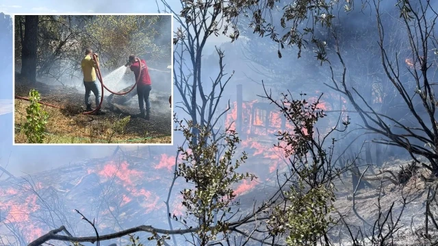 2 saat süren çalışma ile yangın kontrol altına alınırken, bölgede soğutma çalışmaları sürüyor.