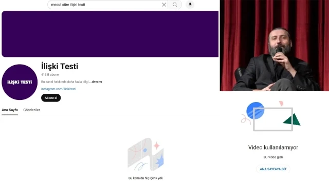 Mesut Süre'nin programının tüm videoları İlişki Testi kanalından kaldırıldı.