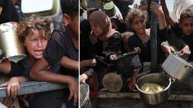 Gazze'de Filistinliler açlıkla mücadele ediyor.