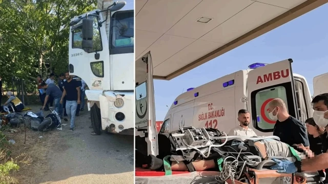 Bursa'da motosiklet ile kamyonun çarpıştığı kazada 2 kişi ağır yaralandı.