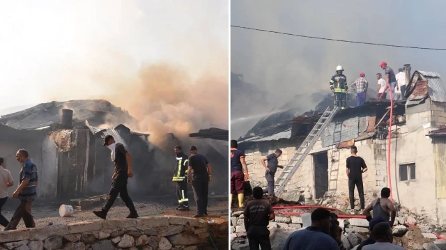 Erzurum Yakutiye'de çıkan yangında 12 ev ve 10’a yakın ahır ile samanlıklar yandı