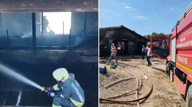 Konya'da besi alanında yangı çıktı
