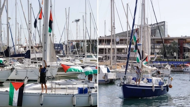 Onlarca tekne İsrail'in ablukasını kırmak ve Filistin ile dayanışma için Akdeniz'de yelken açtı