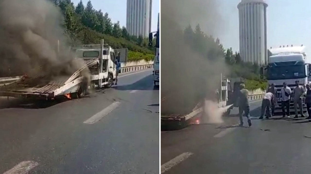 Yangın anları, bir vatandaş tarafından cep telefonu kamerasıyla saniye saniye kaydedildi.