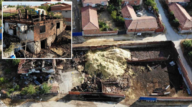 Mandıra yangınında ev ve ahır küle döndü: Koyun ve yavrusu telef oldu