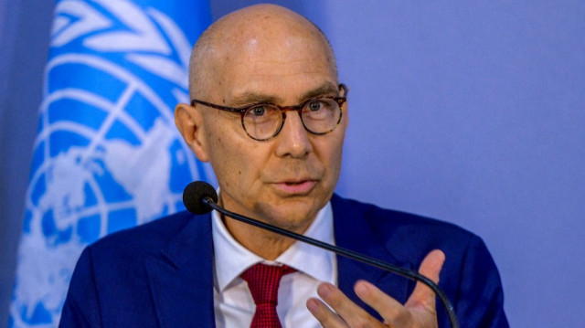 Le Haut-Commissaire des Nations Unies aux droits de l'homme, Volker Türk, s'exprime lors d'une conférence de presse à Colombo, le 26 juin 2025.