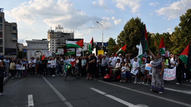 Üsküp'te Filistin'e destek gösterisi düzenlendi