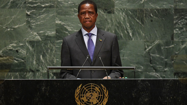 Edgar Chagwa Lungu, président de la République de Zambie, s'adresse à la 74e session de l'Assemblée générale au siège des Nations Unies à New York, le 25 septembre 2019.