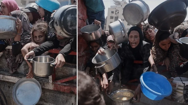Son 24 saatte 3'ü çocuk 9 Filistinlinin daha açlık ve yetersiz beslenme nedeniyle yaşamını yitirdiği belirtildi.