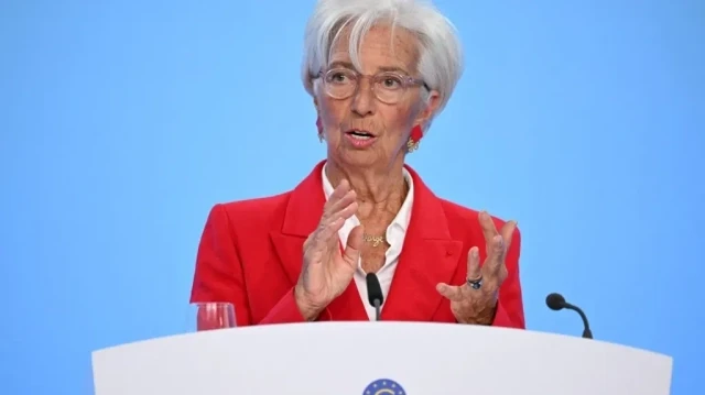 La présidente de la Banque centrale européenne (BCE), Christine Lagarde, s'exprime lors d'une conférence de presse sur la politique monétaire de la zone euro, au siège de la banque centrale à Francfort-sur-le-Main, dans l'ouest de l'Allemagne, le 5 juin 2025.