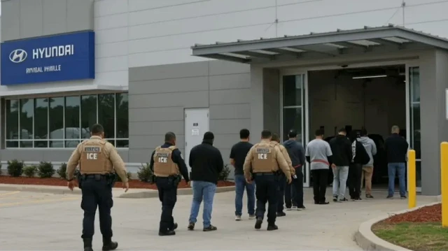 Le 4 septembre, l’arrestation de centaines de travailleurs sud-coréens dans une usine de batteries en Géorgie.