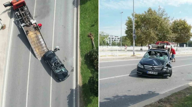 Kaza nedeniyle bir süre aksayan trafik, çalışmaların ardından normale döndü.