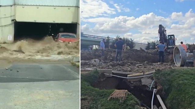 AVM otoparkı göle döndü