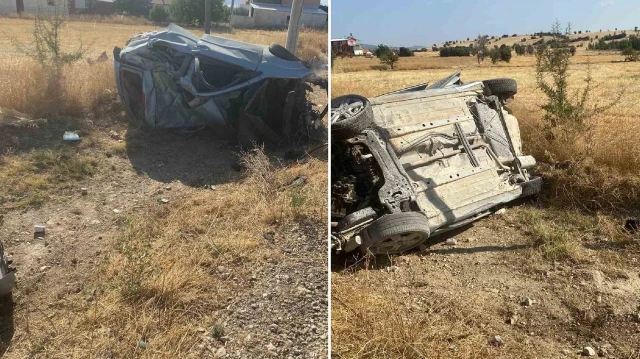 Otomobil aşırı hız ve dikkatsizlik sonucu kontrolden çıkıp şarampole yuvarlandı.