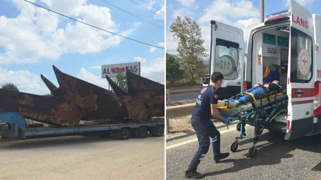 Bursa'da yolcu otobüsü tırdaki gemi çapasına çarptı
