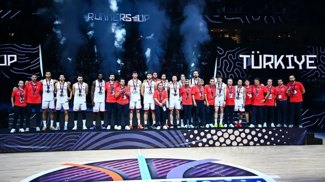 L’équipe nationale turque de basket lors de la finale du Championnat d’Europe de basket 2025 (EuroBasket 2025).