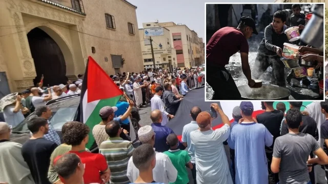 Fas'ın başkenti Rabat'ta Gazze için düzenlenen protestolar