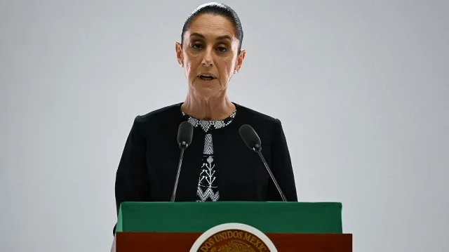 La présidente mexicaine Claudia Sheinbaum prononce son premier discours sur l'état de la nation au Palacio Nacional à Mexico, le 1er septembre 2025.