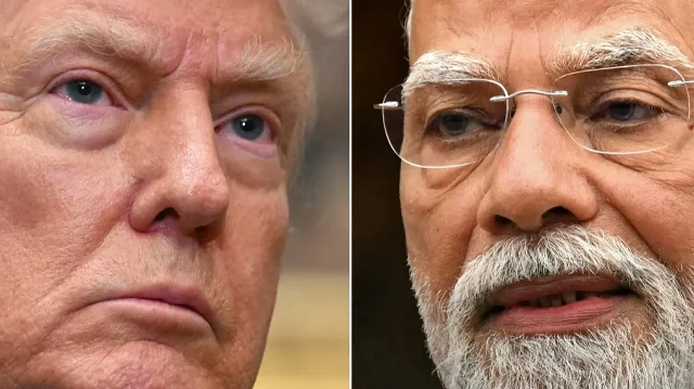 Cette combinaison d'images montre le président américain Donald Trump (G) à Washington, DC, le 30 juillet 2025 et le Premier ministre indien Narendra Modi à New Delhi le 21 juillet 2025.