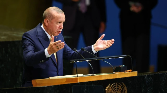 Cumhurbaşkanı Erdoğan, BM Genel Kurulu'ndaki Filistin konferansında.