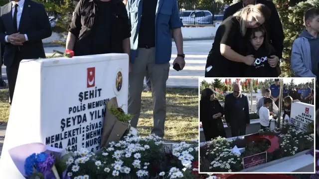 Şehit polis memuru Şeyda Yılmaz memleketi Sivas'ta kabri başında anıldı