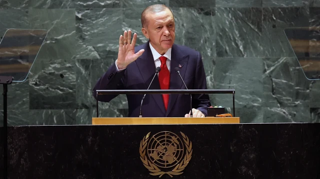 Le président turc Recep Tayyip Erdoğan prononce un discours à l’Assemblée générale des Nations Unies.