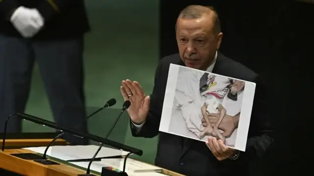  Turkish president calls on world leaders at UN General Assembly to act to help Palestinians