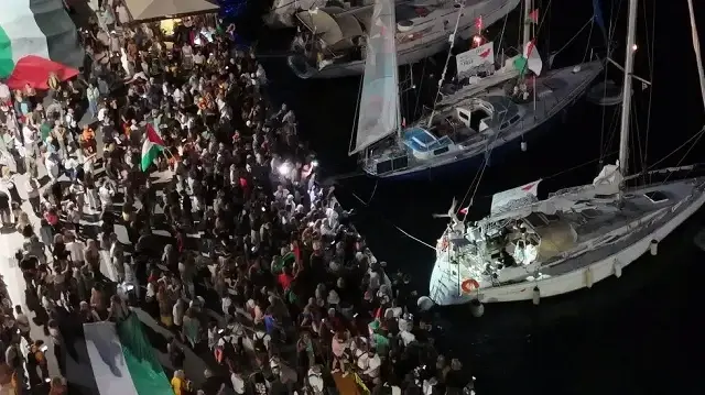 Turkish activist says Gaza aid flotilla attacked by dozens of drones, 1 of which dropped chemical powders