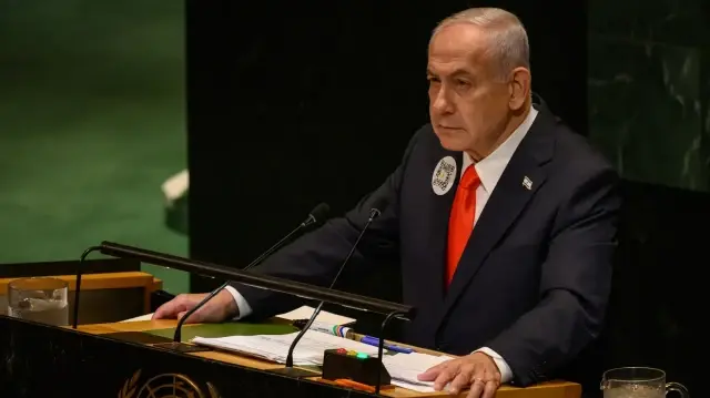 Le Premier ministre israélien Benjamin Netanyahu s'exprime lors de la 80e session de l'Assemblée générale des Nations unies (AGNU) le 26 septembre 2025 à New York.
