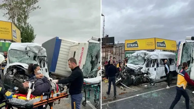 Tekirdağ’da işçi servisi ile kamyon çarpıştı
