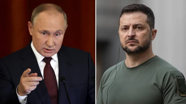 Rusya Devlet Başkanı Putin- Ukrayna Devlet Başkanı Zelenski.