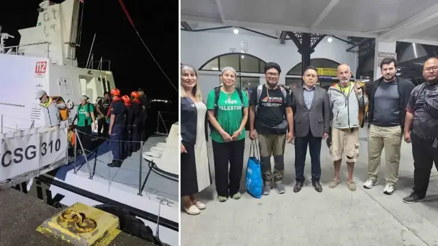 Olumsuz hava şartları nedeniyle Global Sumut Filosu’ndan tahliye edilen 4 aktivist Marmaris Limanı’na getirildi