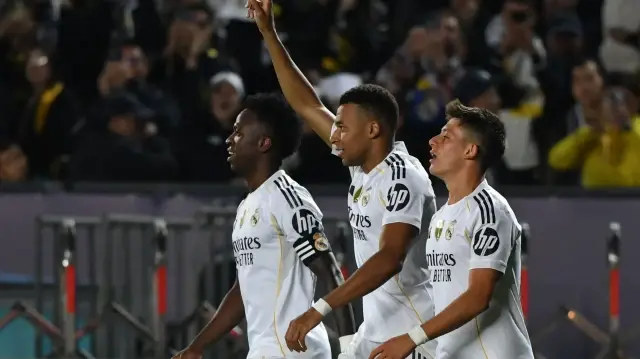 Kylian Mbappe'nin gol sonrası sevinci.
