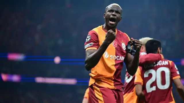 Victor Osimhen'in yaşadığı gol sevinci.