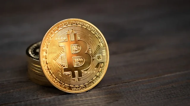 Matérialisation fictive d'un Bitcoin.